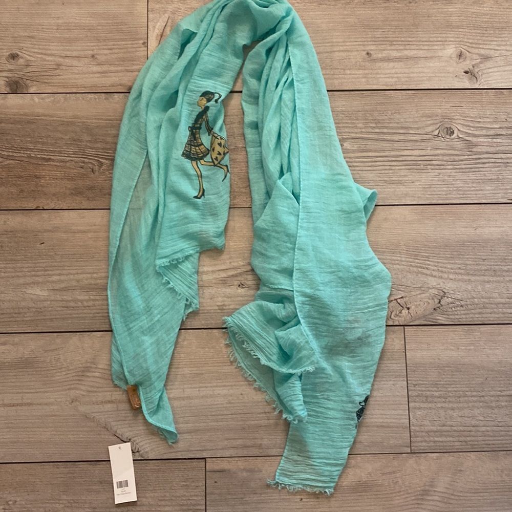 Scarf Love of fashion Light Turquoise New w Tags Fringed Ends